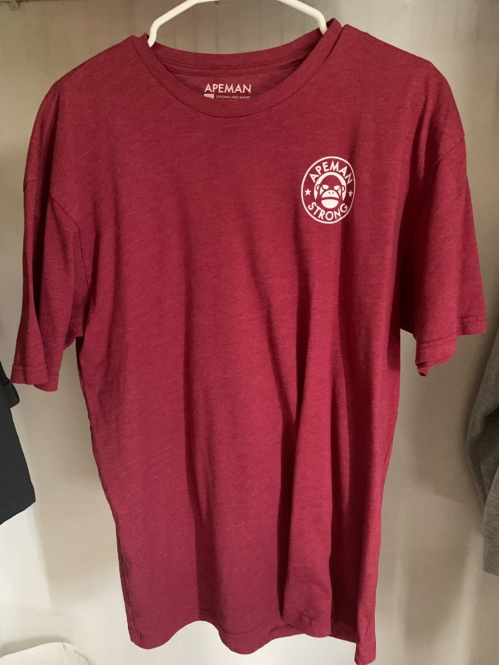 Apeman Strong Men's Short Sleeve Shirt Maroon XL